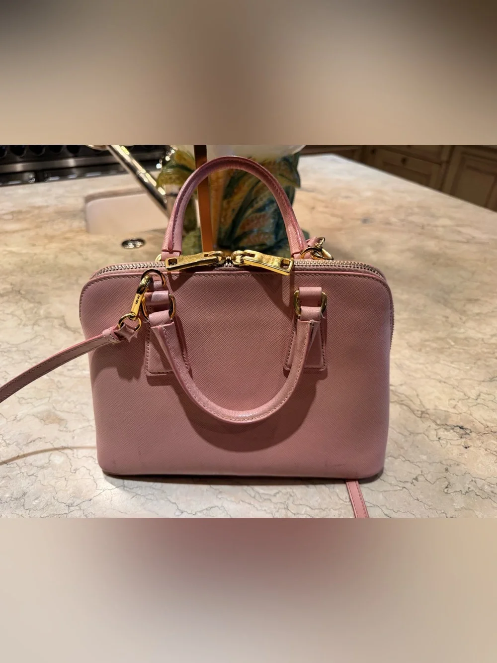 Prada Small Pink Promenade Bag, Gold Hardware